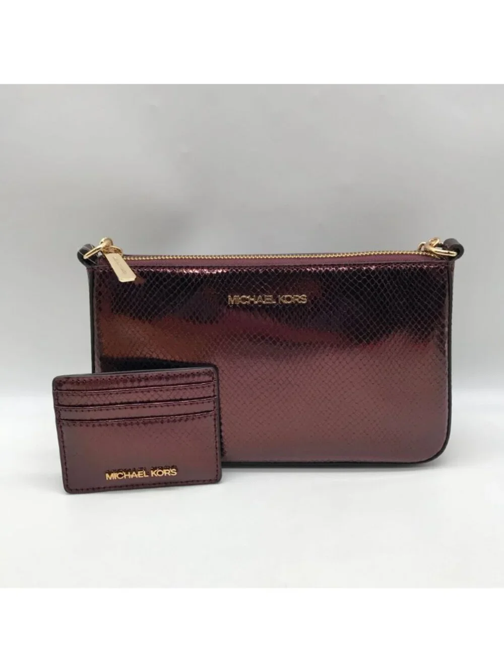 Michael Kors Oxblood Rouge Sombre Leather Shoulder Bag Gift Set